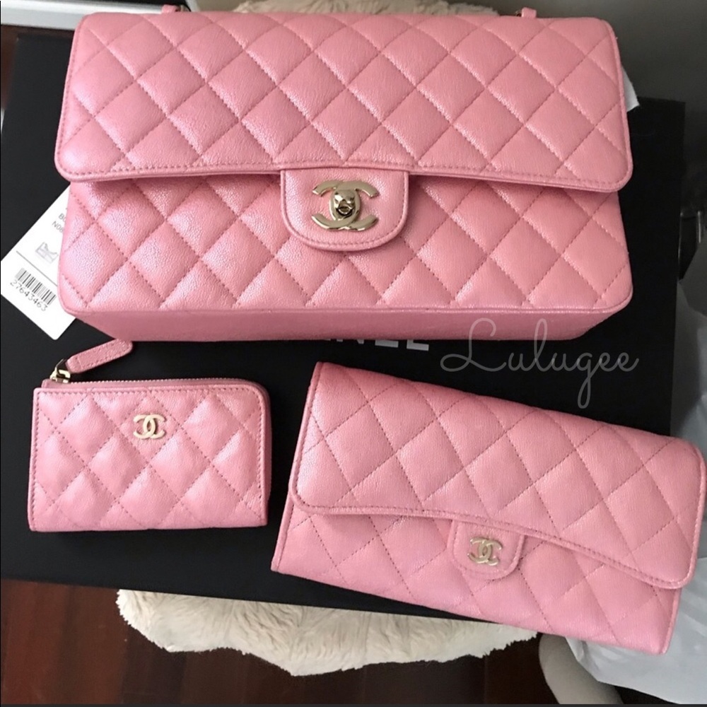 NFS 💯Auth CHANEL Iridescent Pink Classic Caviar
